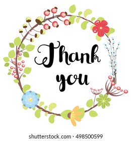 Thank You Card Floral Frame Stock Vector (royalty Free) 498500599