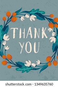 Thank you. Card with a floral wreath
