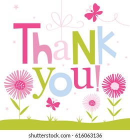 Thank you card with flower design