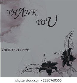 Thank you card with flower and  floral 
 frame background