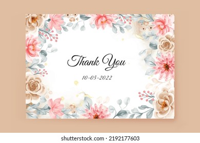 Thank You Card Flower Frame Background Stock Vector (Royalty Free ...