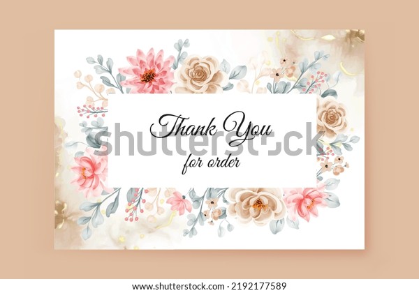 Thank You Card Flower Frame Background Stock Vector (Royalty Free ...
