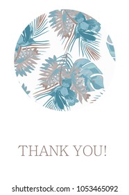 thank you card with a flower pattern in a round frame