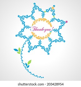 Thank you card with flower. Vector Version. 