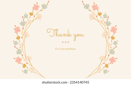 thank you card with flower wreath frame