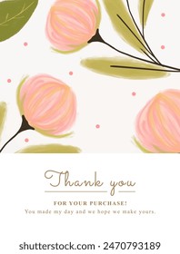 thank you card with flowers decoration, suitable for greeting card, wallpaper, background design, wedding, invitation