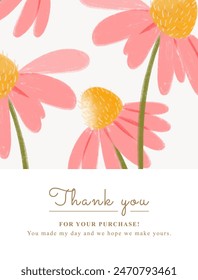 thank you card with flowers decoration, suitable for greeting card, wallpaper, background design, wedding, invitation