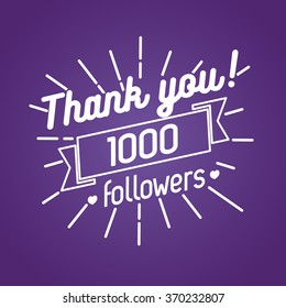 Thank you card for followers isolated on background. Vector Illustration 