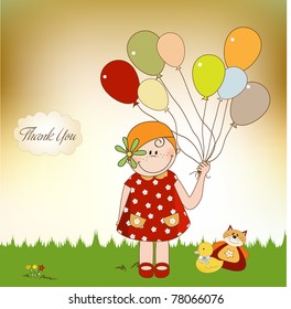 thank you card with girl,