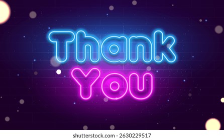 Thank you card with glowing neon style. Writing expresses gratitude, recognition, and appreciation and is perfect for business presentations