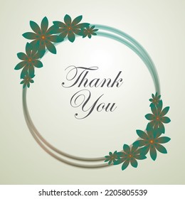 Thank You Card with Green Floral Wreath Watercolor