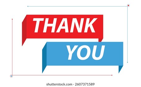 Thank you card in green and red text, greeting card template, vector illustration design background
