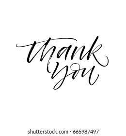 Thank you card. Greeting card. Ink illustration. Modern brush calligraphy. Isolated on white background.