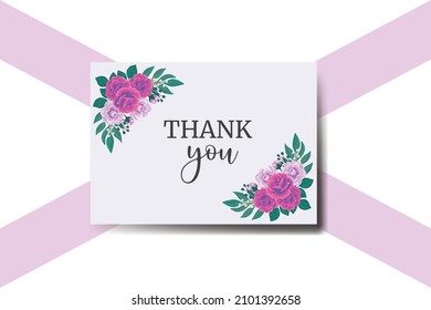 Thank you card Greeting Card Rose with Camellia flower Design Template