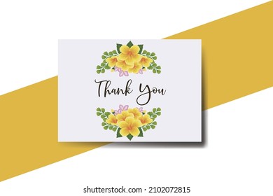 Thank you card Greeting Card Yellow Hibiscus Flower Design Template