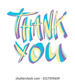 Thank you card. Hand drawn lettering. Vector illustration.