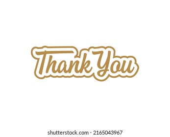 Thank You Card. Hand Drawn Lettering Calligraphic With Outline Cloud isolated on White Background. Vector illustration
