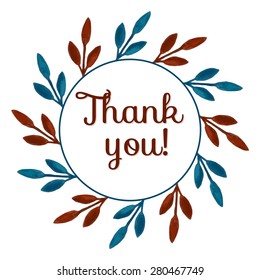 Thank you card. Hand drawn watercolor frame. Elegant template for wedding invitations, cards and other celebrations.