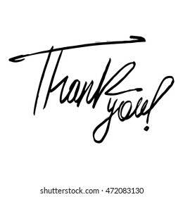 Thank you card. Hand drawn lettering. Vector illustration. 