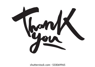 Thank you card. Hand drawn ink lettering. Vector illustration. 