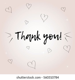 Thank You Card, Hand drawn calligraphic design