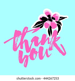 Thank you card. Hand lettering motivation poster. Ink artistic modern brush calligraphy illustration. Handdrawn ink design for a logo, greeting cards, invitations, posters, banners, t-shirts.