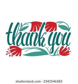 Thank You Card. Thank You Hand-Drawn Lettering for Cards Notes Banners Prints. Vector Illustration