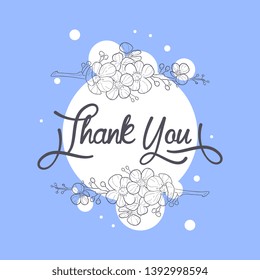Thank You Card with Handwritten Inscription, Design Element Can Be Used for Gift or Greeting Card, Invitation, Flyer, Banner, T-shirt Print Hand Drawn Vector Illustration