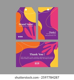 Thank you card and hang tag template with leaves vector