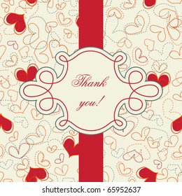 Thank you card; hearts seamless wallpaper