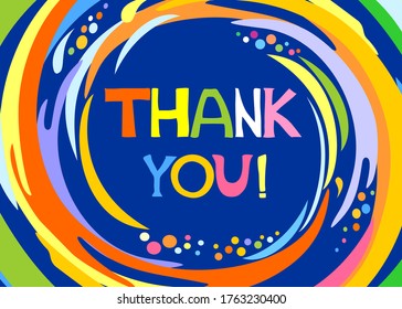 Thank you card. Horizontal card format for web banner or header. Vector Illustration