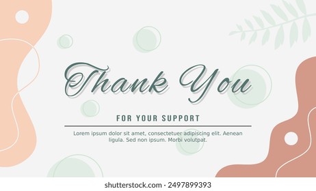Thank You Card Illustration. Thank You for Your Support with Abstract Background in Pastel Colors.