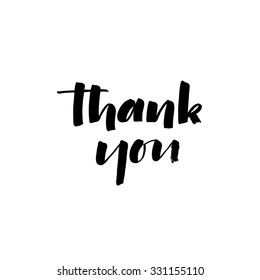 Thank you card. Ink illustration. Isolated on white background. Hand lettering phrase. Gratitude.