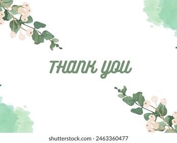 A thank you card with leaf design and small flower simple design