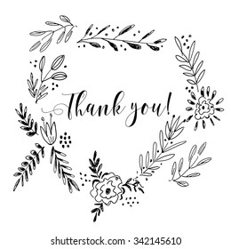 Thank You Card Lettering Textsummer Pattern Stock Vector (Royalty Free ...