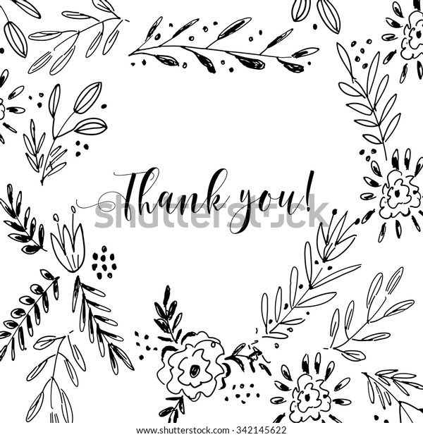 Thank You Card Lettering Textsummer Pattern Stock Vector (Royalty Free ...