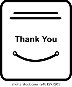 Thank you card line icon. Thanksgiving greeting card icon. Replaceable vector design.