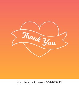 Thank you card. Linear drawing on a gradient background. Vector illustration.
