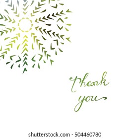 Thank you card with mandala. Vector illustration 