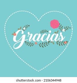 Thank you card means "gracias" in spanish. Botanical style