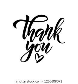 Thank you card. Modern brush calligraphy. Hand drawn lettering. Vector illustration isolated on white background.