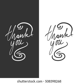 Thank you card. Modern calligraphic style. Hand lettering and custom typography for your designs: t-shirts, bags, for posters, invitations, cards, etc.