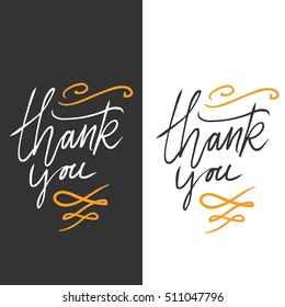Thank you card. Modern calligraphic style. Hand lettering and custom typography for your designs: t-shirts, bags, for posters, invitations, cards, etc.