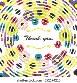 Thank you card with multicolored flowers.