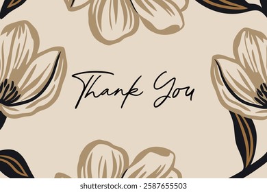 Thank You Card - Neutral Floral Pattern