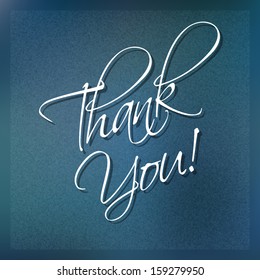 Thank You Card On Blue Background, Vector Design. 