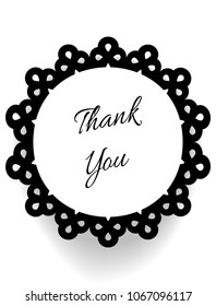 thank you card on circle of black lace