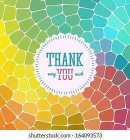 Thank you card on colorful magic background. Gratitude card for different occasions.