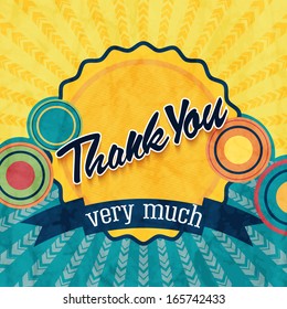 Thank you card on colorful grunge background. Gratitude card for different occasions.