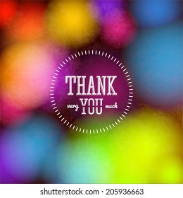 Thank you card on colorful magic background. Gratitude card for different occasions. 